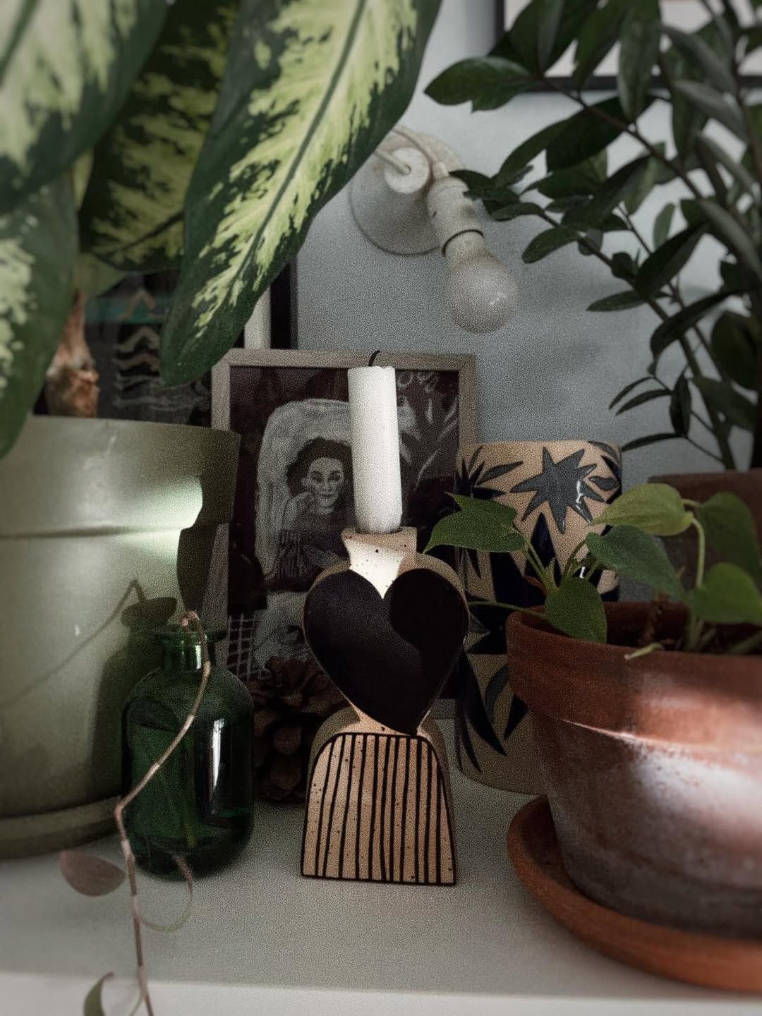 Heart & Cat Candle Holders — handmade ceramic, Ceramic Pot Station