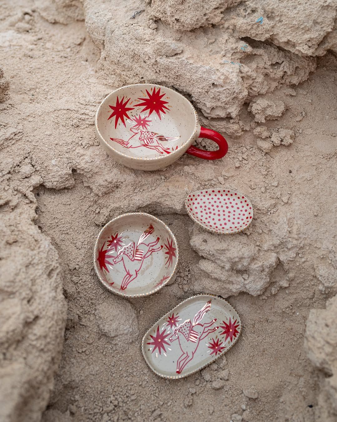 Blue Pattern Coasters — handmade ceramic, Ceramic Pot Station