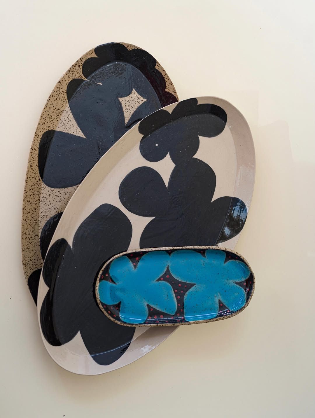 Bold Black Flower — handmade ceramic, Ceramic Pot Station