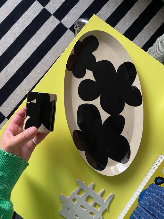 Bold Black Flower — handmade ceramic by Anna Bestuzheva