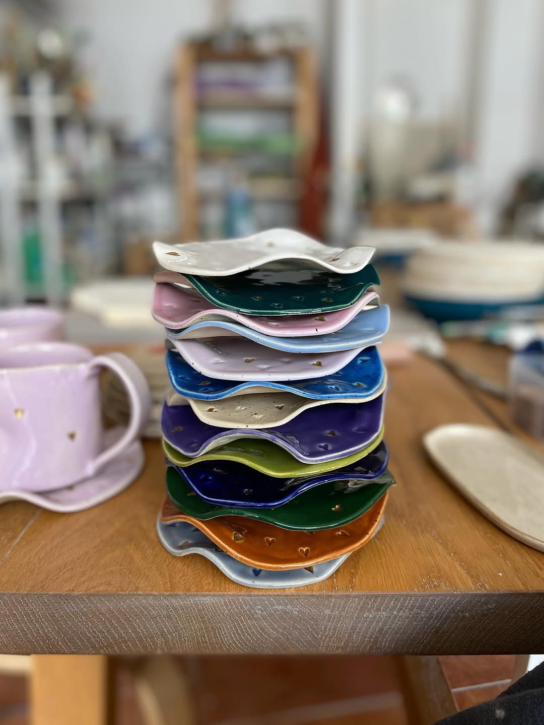 Wavy Gold-Heart Dishes — handmade ceramic, Ceramic Pot Station