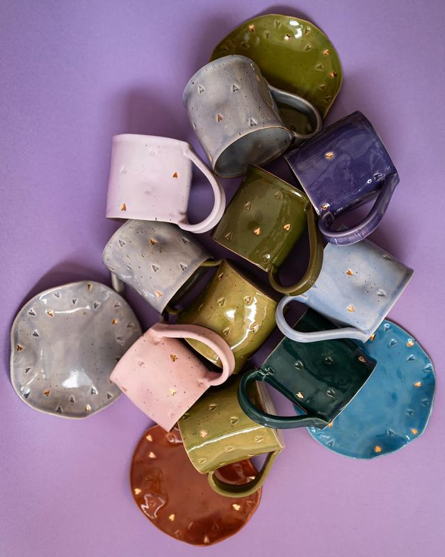 Gold-Speckle Mugs — handmade ceramic by Anna Bestuzheva