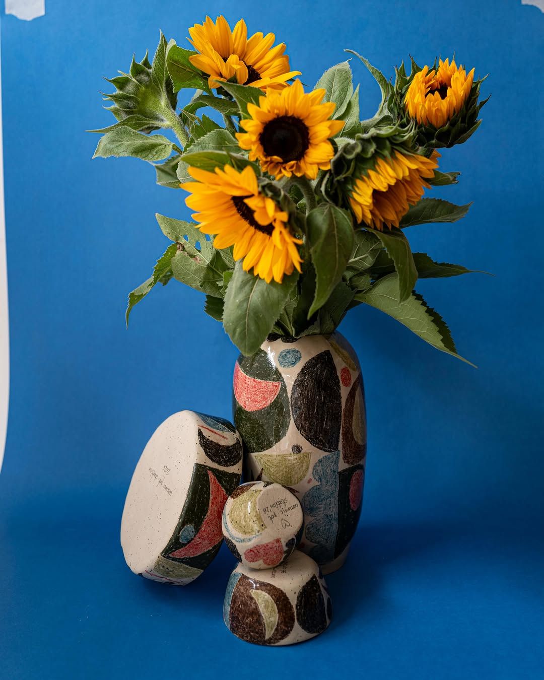 Patchwork Statement Vase — handmade ceramic, Ceramic Pot Station