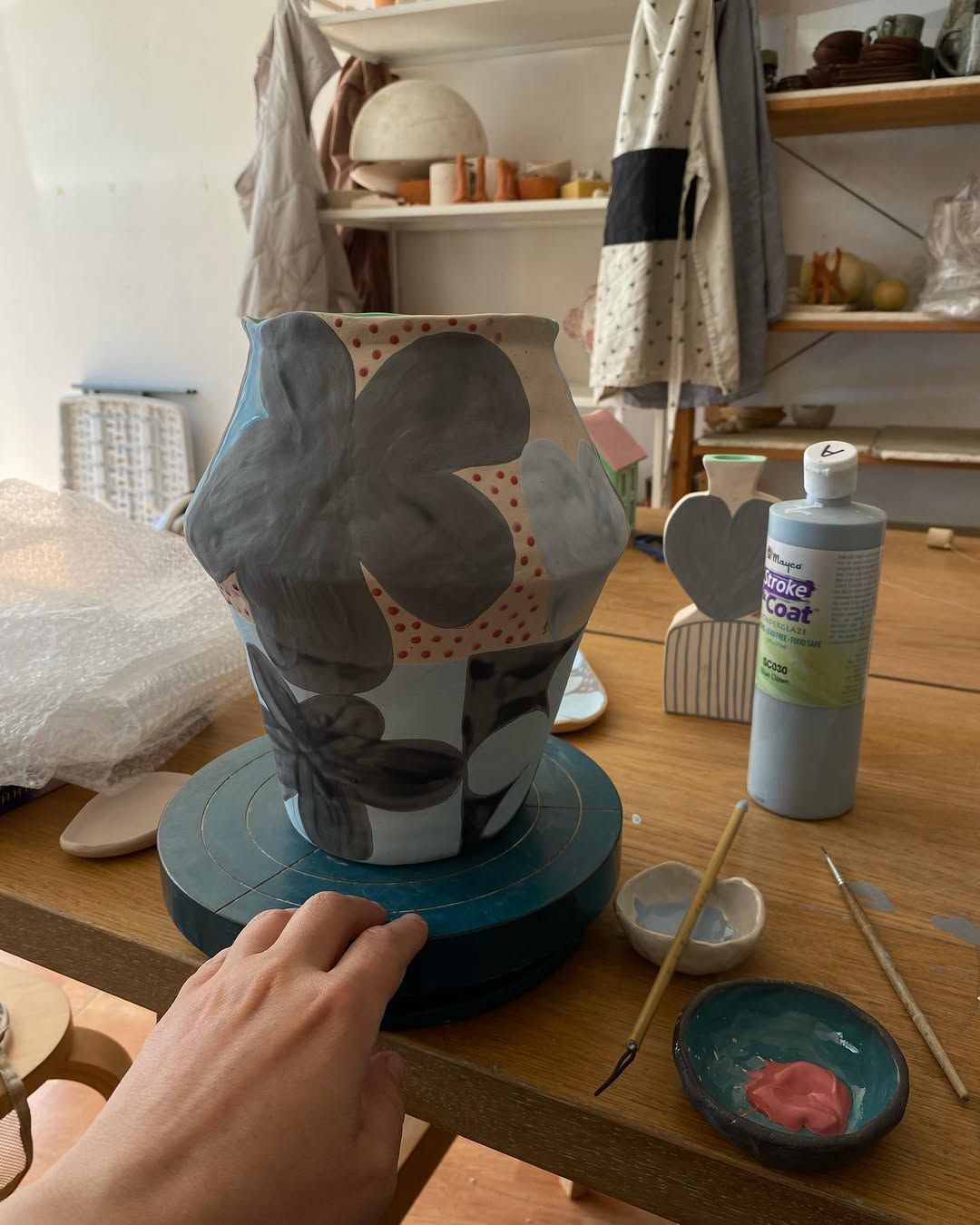 Blue Blossom Vase — handmade ceramic, Ceramic Pot Station